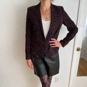 The Kooples FV740 Leopard Print Button-Front Blazer Jacket Size 40